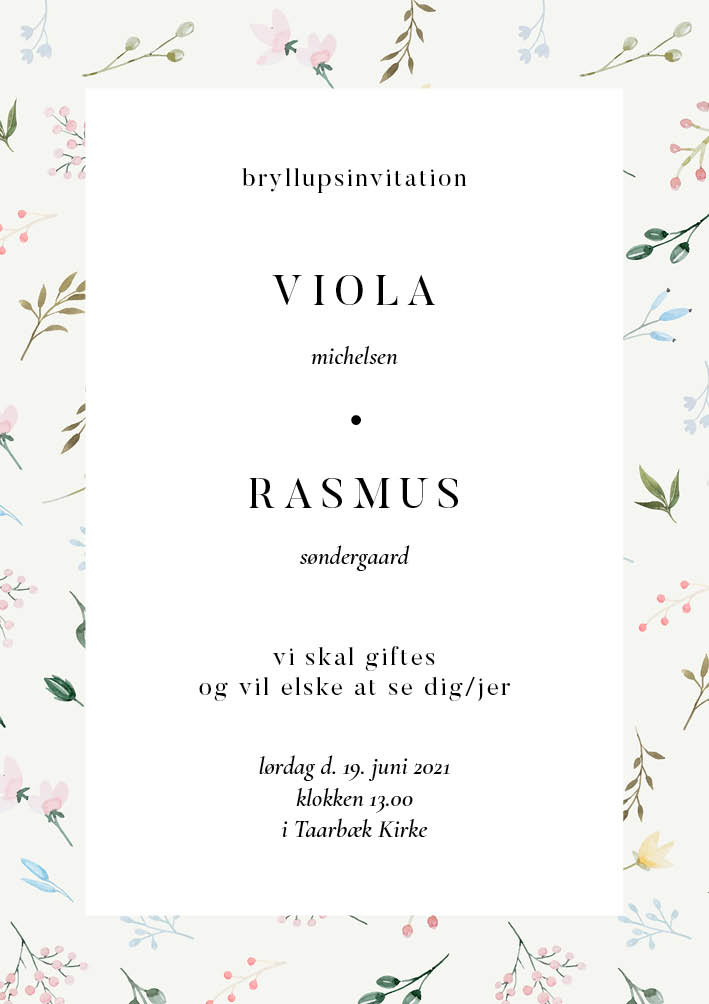 Forår/Sommer - Viola & Rasmus Bryllupsinvitation